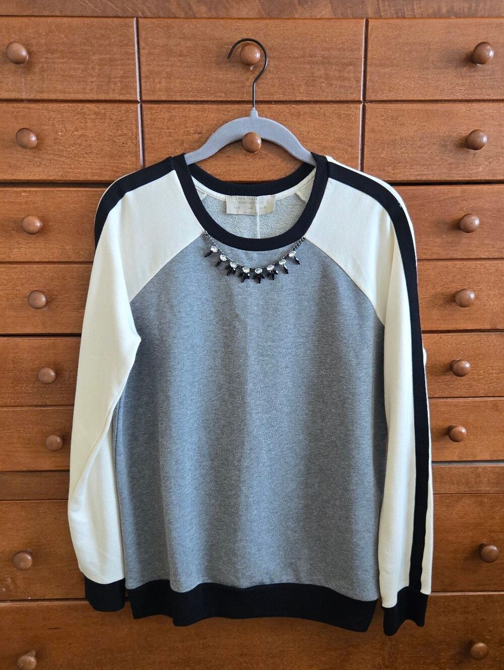 Zara Colorblock Crewneck Sweatshirt Sz Medium